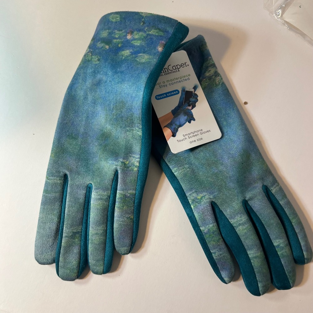 Womens RainCaper Smartphone‎ Touch Screen Gloves Monet Water Lillies NIP OS